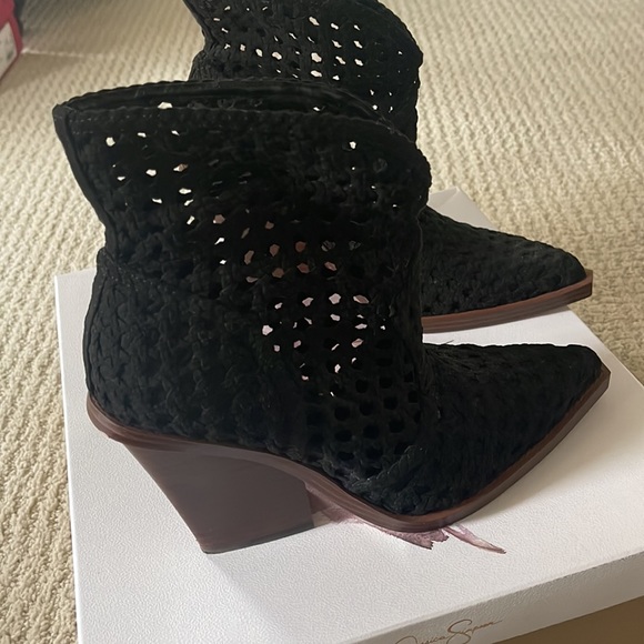 Jessica Simpson Lukkah Booties Black Woven 8.5M - Picture 8 of 14